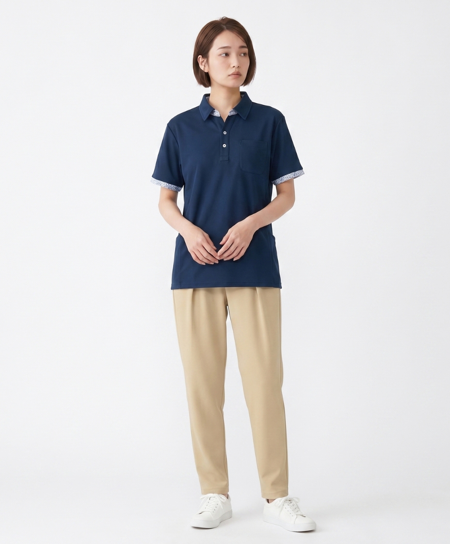 半袖ニットシャツ（男女兼用）介護 【AIK302】｜介護・業務用
